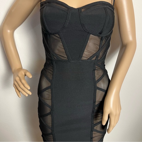Black Mesh Bodycon Dress - Picture 7 of 8